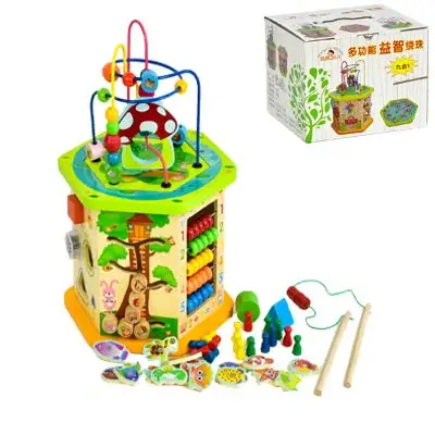 jouets en bois mon cube d'activité ville occupée pour les tout-petits