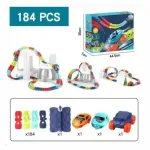 Ensemble de jouets flexibles et pliables avec voiture de course 184 Pcs