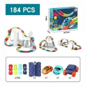 Ensemble de jouets flexibles et pliables avec voiture de course 184 Pcs