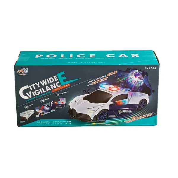Voiture de police avec éclairage, alarme et portes ouvertes
