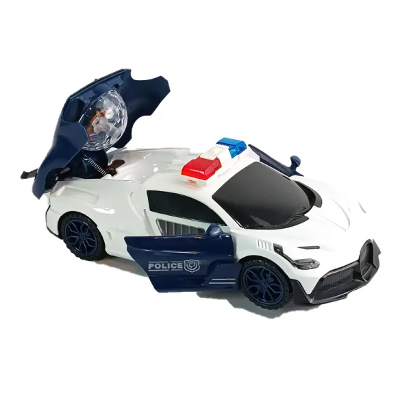 Voiture de police avec éclairage, alarme et portes ouvertes