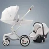 poussette bébé 3 en 1 en cuir de luxe