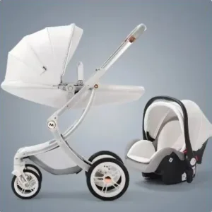 poussette bébé 3 en 1 en cuir de luxe