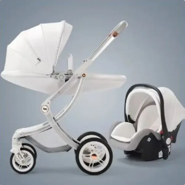 poussette bébé 3 en 1 en cuir de luxe