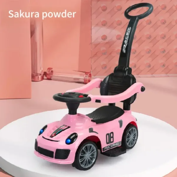 Voiture à Pédales avec Musique et Poignée Rose