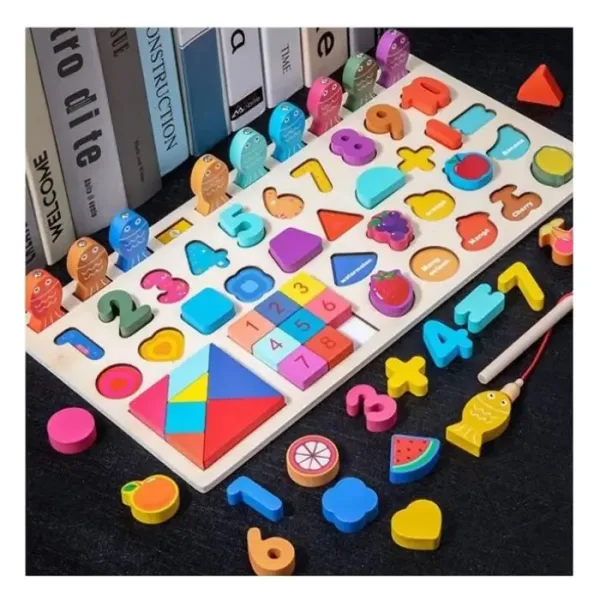 Jeu éducatif Trieur mathématique, géométrique, fruits, pêche magnétique